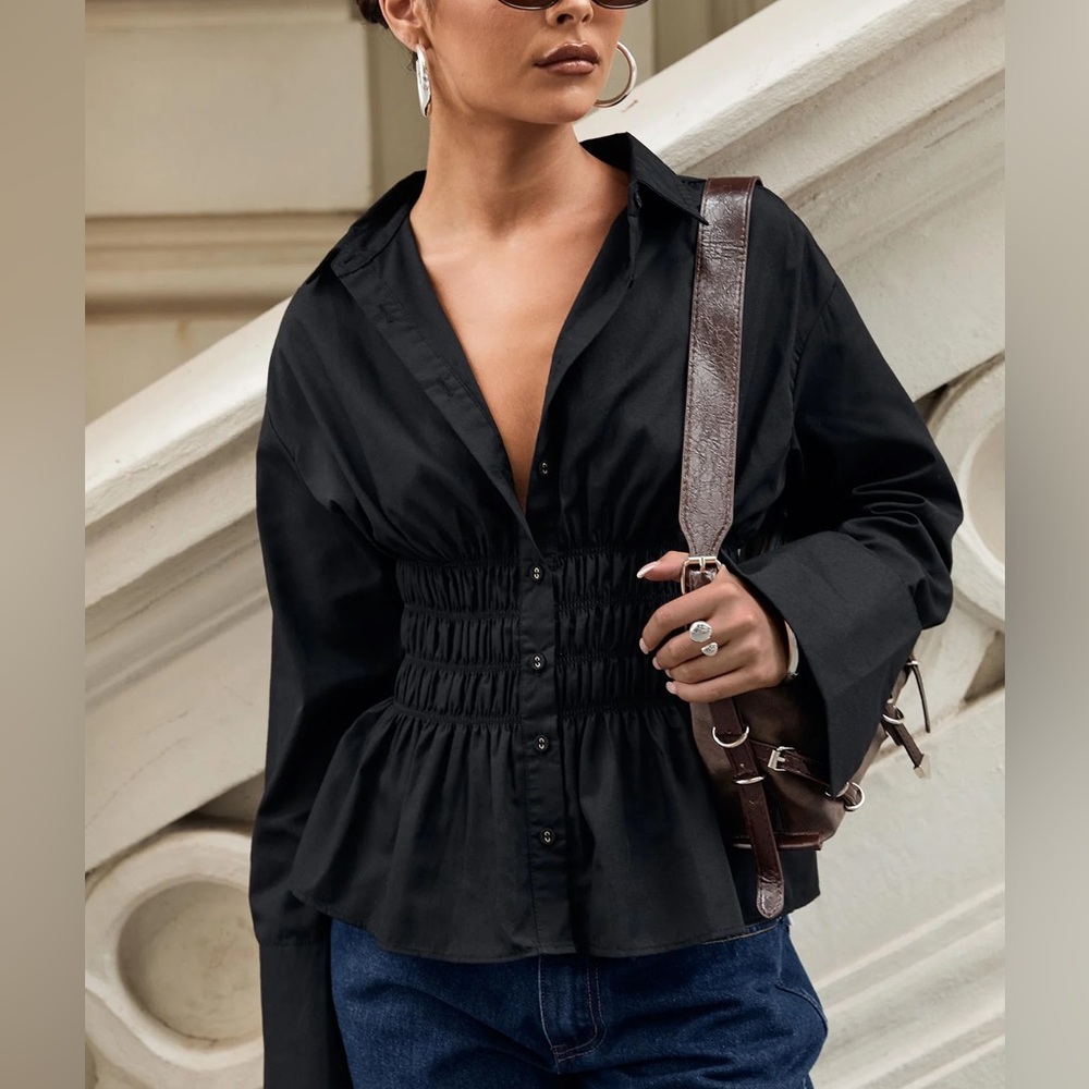Princess Polly Black Button Up Blouse